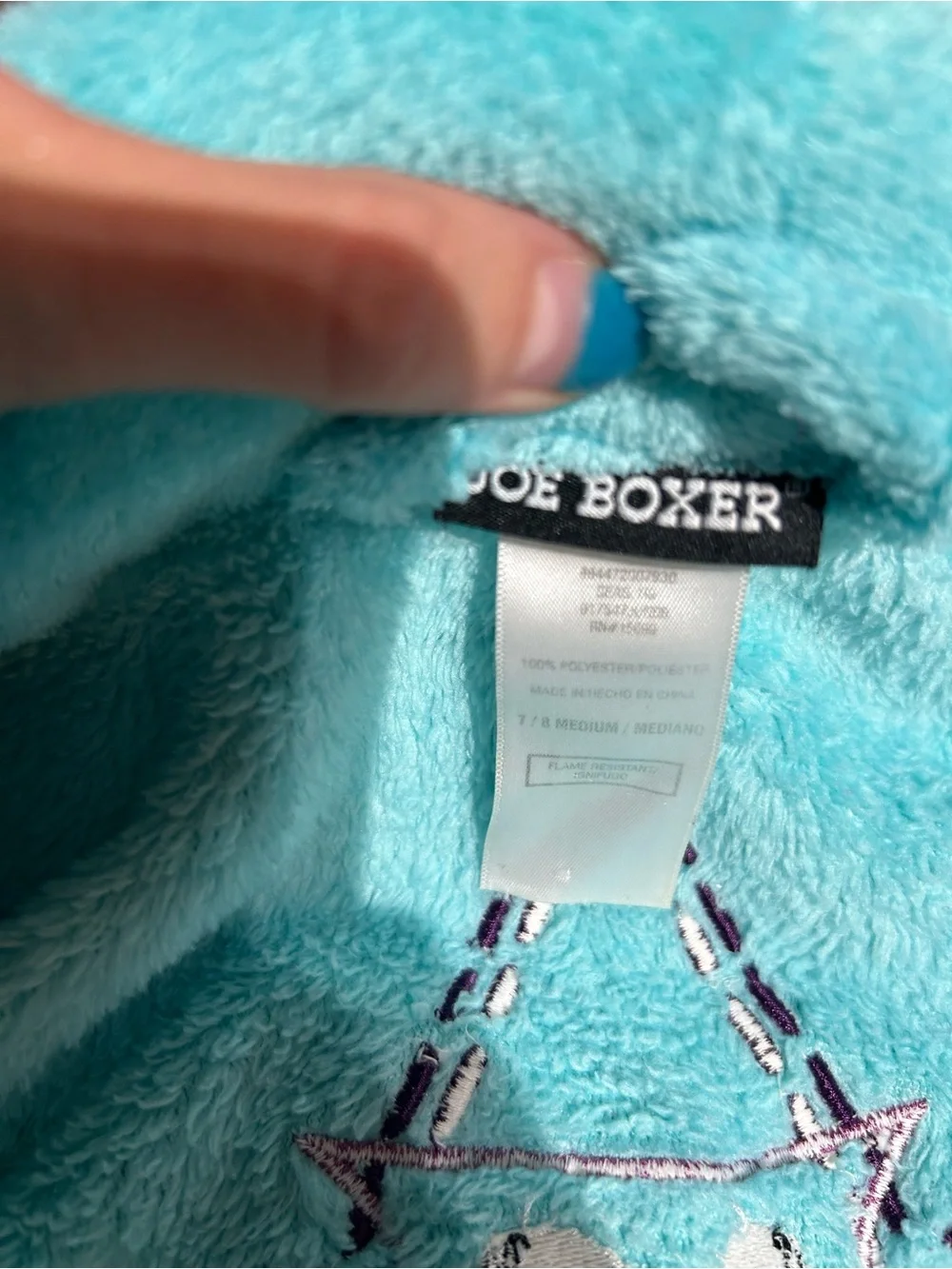 Joe Boxer- girls M- 7/8- Kids Plush Bath Robe in Aqua - Soft Hooded Wrap